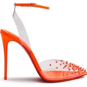 Christian Louboutin NIB Spikoo 100 PVC Leather Spiked Neon Heels Pumps 39 NEW